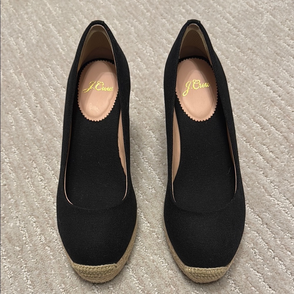 J. Crew Black Espadrille Wedges